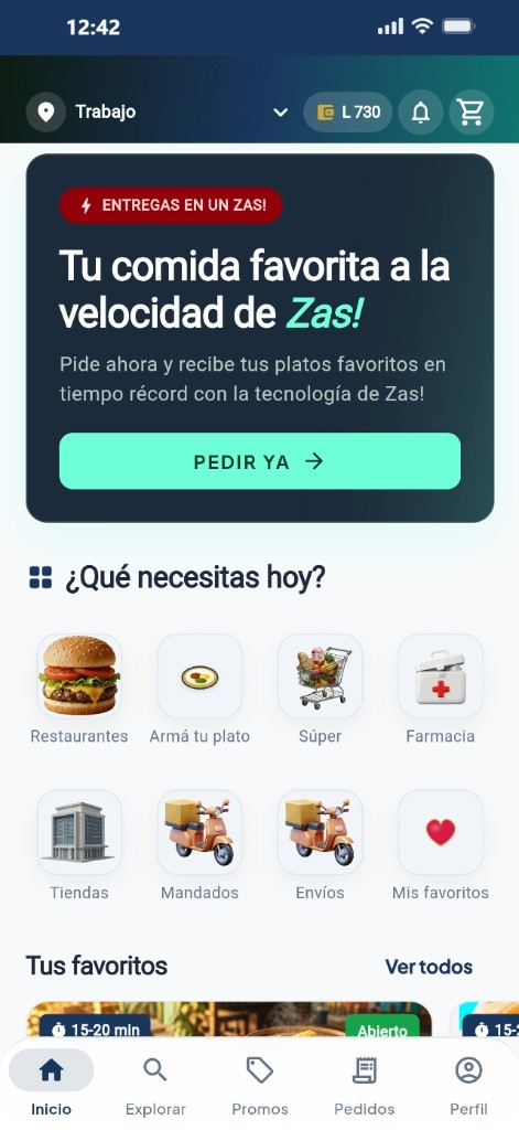 Aplicación Zas! Delivery